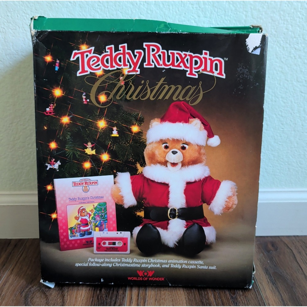 Teddy Ruxpin Christmas Santa Suit Storybook Cassette Tape Original Box 80s Vtg